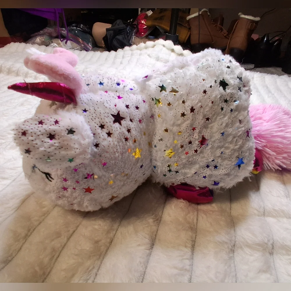 NWOT Happy Nappers FlipaZoo Unicorn  Plush Toy, Reversible, Sparkle/Rainbow